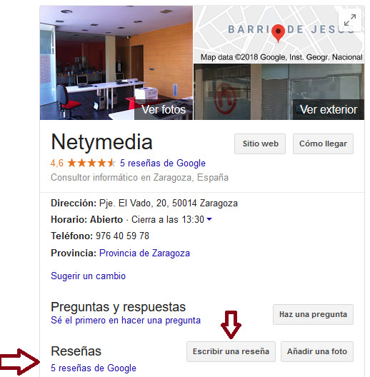 Google My Business: Link directo a dejar una reseña