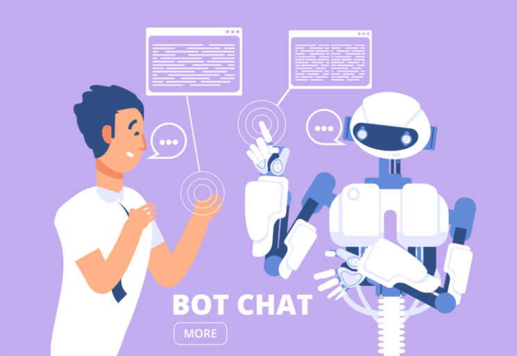 Chatbot Man chatting with chat bot